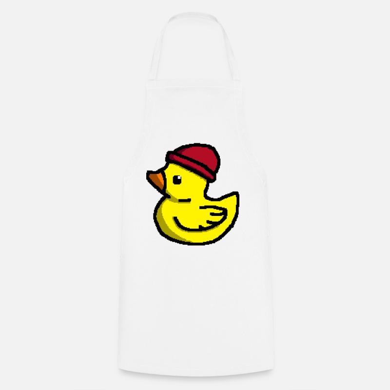 Mignon Pixel Duck en Tuque Rouge - Tablier de cuisine - blanc