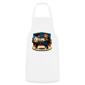 Two Retro Cats Dancing – Vintage Style - Cooking Apron - white - Front - AI Model Male 185 dark (185cm)
