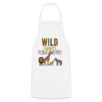 Les animaux du zoo qui lisent à la folie - Tablier de cuisine - blanc - Devant - AI Model Male 185 dark (185cm)