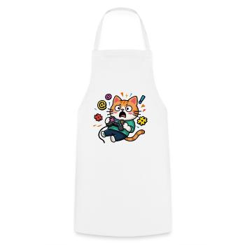 Gamer Cat Unleashed - Kochschürze - Weiß - Vorne - AI Model Male 185 dark (185cm)