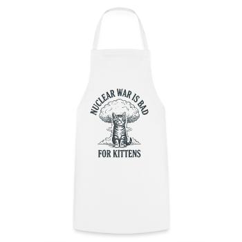 Chaton contre la guerre nucléaire - Tablier de cuisine - blanc - Devant - AI Model Male 185 dark (185cm)