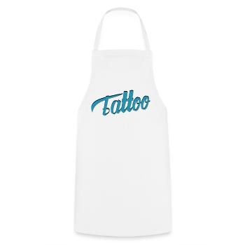 Écriture de tatouage en sarcelle-ci - Tablier de cuisine - blanc - Devant - AI Model Male 185 dark (185cm)