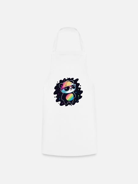 Panda Rainbow Galaxy Coole Brillen - Kochschürze - Weiß