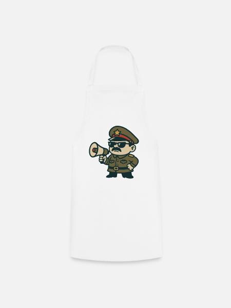 Retro-Sergeant-Megafon - Kochschürze - Weiß