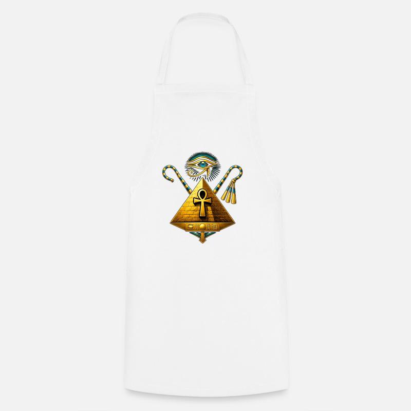 Pyramide Ankh et Œil d'Horus Doré - Tablier de cuisine - blanc