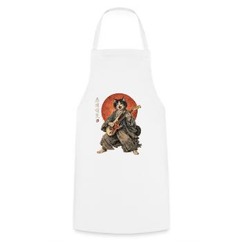 Japanese Cat Guitar Ukiyoe Music Anime - Cooking Apron - white - Front - AI Model Male 185 dark (185cm)