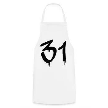 31 - Cooking Apron - white - Front - AI Model Male 185 dark (185cm)
