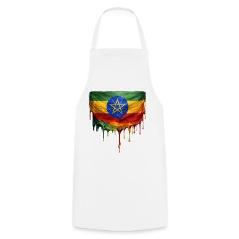 Ethiopia Flag in Drop Art - Cooking Apron - white - Front - AI Model Male 185 dark (185cm)