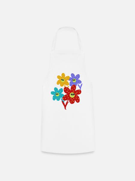 Fröhliche Blumen-Lächeln Blume Retro - Kochschürze - Weiß
