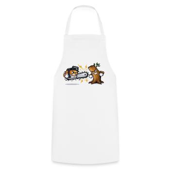 Chainsaw pruner gift idea - Cooking Apron - white - Front - AI Model Male 185 dark (185cm)