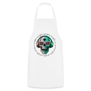 Skull with headphone and sunglasses t-shirt design - Cooking Apron - white - Front - AI Model Male 185 dark (185cm)