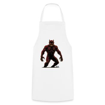 Karmesin-Dämonen-Silhouette - Kochschürze - Weiß - Vorne - AI Model Male 185 dark (185cm)
