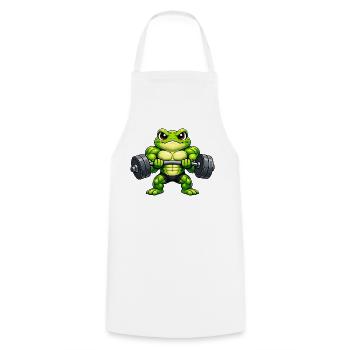 Strong frog with dumbbell cartoon - Cooking Apron - white - Front - AI Model Male 185 dark (185cm)