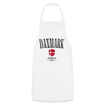 Orgueil danois, drapeau du Danemark - Tablier de cuisine - blanc - Devant - AI Model Male 185 dark (185cm)