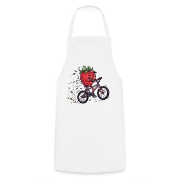 Cool strawberry on mountain bike ride - Cooking Apron - white - Front - AI Model Male 185 dark (185cm)