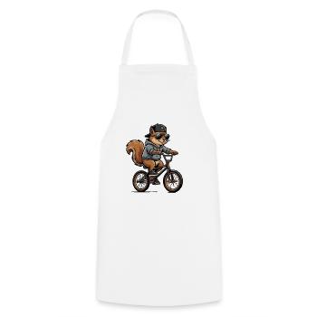 Écureuil BMX cool avec casquette et sweat à capuche - Tablier de cuisine - blanc - Devant - AI Model Male 185 dark (185cm)