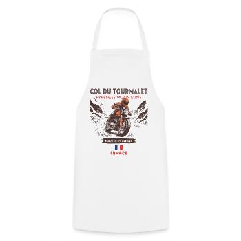 Col du Tourmalet- France -Vintage Motorcycle Biker - Tablier de cuisine - blanc - Devant - AI Model Male 185 dark (185cm)