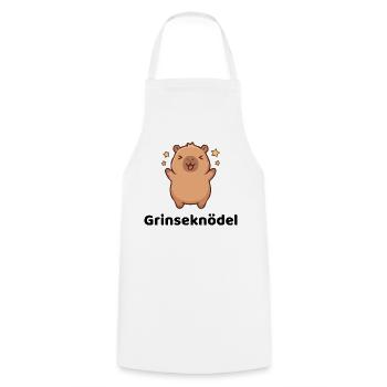 Grinseknödel - Kochschürze - Weiß - Vorne - AI Model Male 185 dark (185cm)