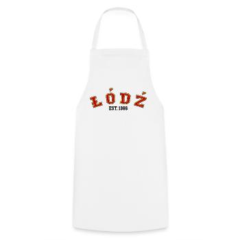 Łódź Est. 1986 - Cooking Apron - white - Front - AI Model Male 185 dark (185cm)