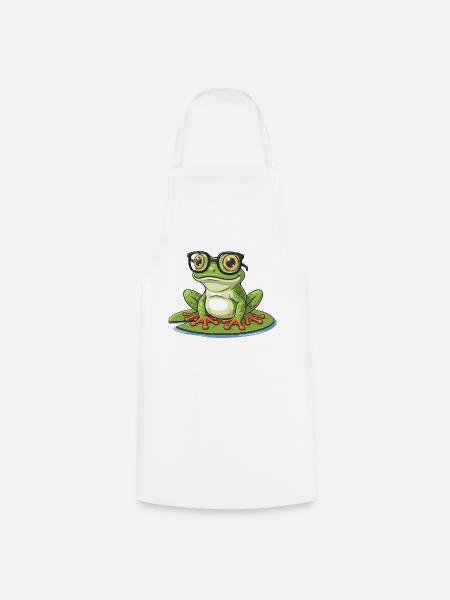Smart Frog – lustiges Design mit Lunett - Kochschürze - Weiß
