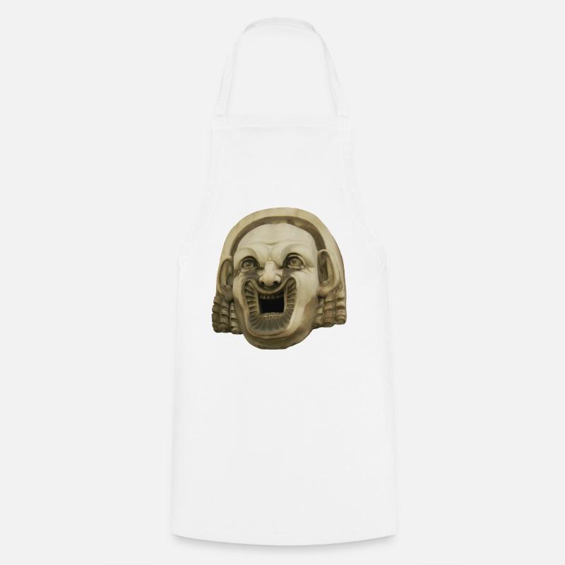 Laughing Stone Mask - Cooking Apron - white