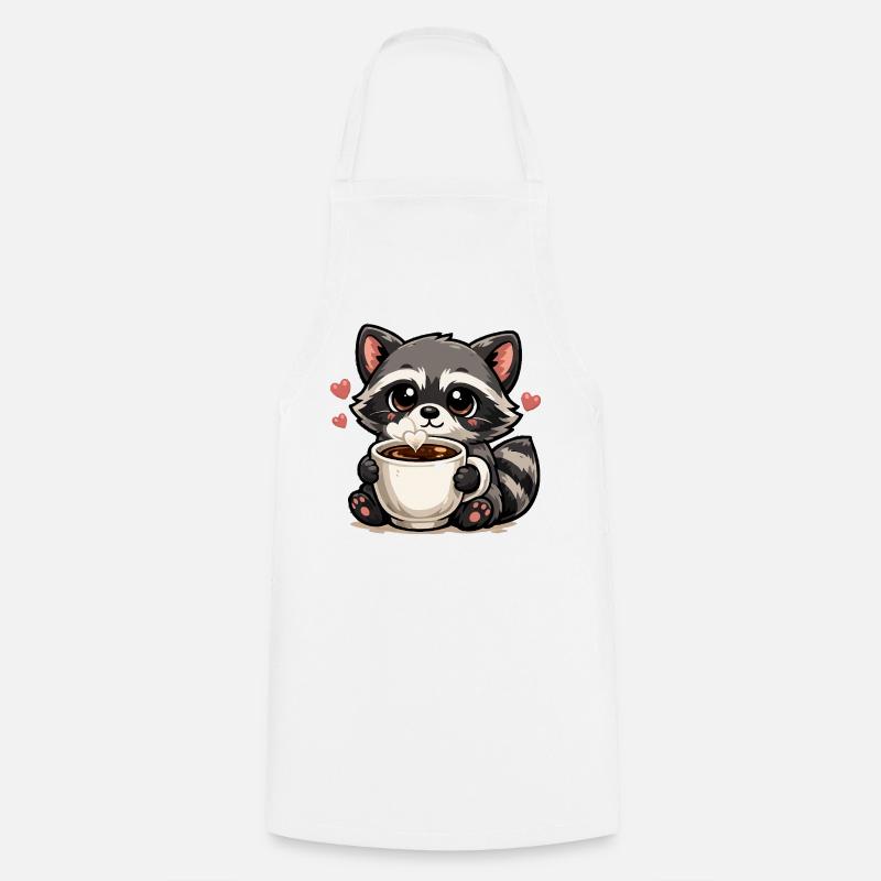 Kuschelraccoon Kaffee Herzchen - Cooking Apron - white