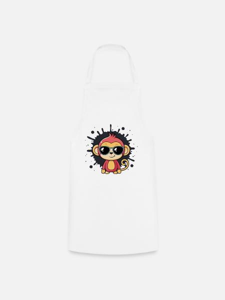Monkey Chic Splash schwarze Brille - Kochschürze - Weiß