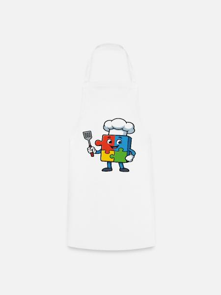 Puzzle Piece Chef Maskottchen - Kochschürze - Weiß