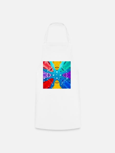 Bunte Kreis-Koi - Kochschürze - Weiß