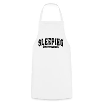 Sleeping: My favorite sport - Cooking Apron - white - Front - AI Model Male 185 dark (185cm)