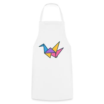 Géométrie colorée de grue origami - Tablier de cuisine - blanc - Devant - AI Model Male 185 dark (185cm)