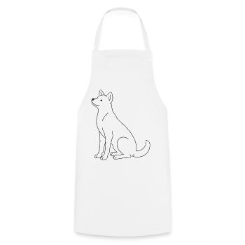 Art de ligne de chien Design minimaliste d’animaux de compagnie - Tablier de cuisine - blanc - Devant - AI Model Male 185 dark (185cm)