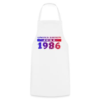 40e anniversaire Édition limitée 06/1986 - Tablier de cuisine - blanc - Devant - AI Model Male 185 dark (185cm)