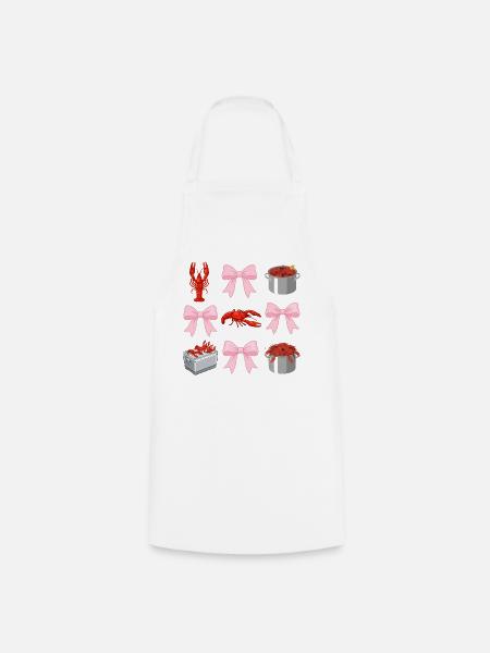 Flusskrebs- und Pink-Schleifen-Coquette-Style - Kochschürze - Weiß
