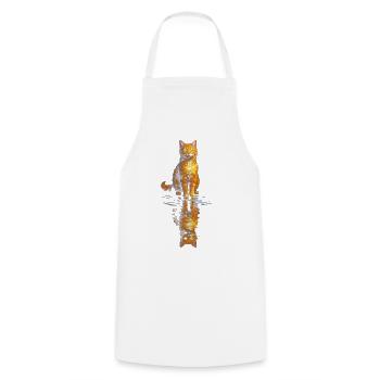 Orangener Katzenkünstler am Wasserspiegel - Kochschürze - Weiß - Vorne - AI Model Male 185 dark (185cm)