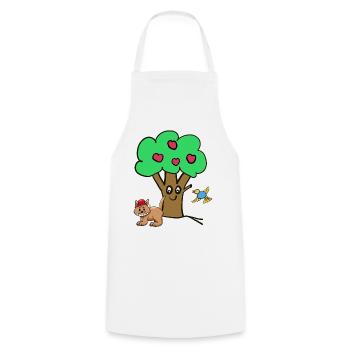 Apfelbaum Katze Vogel Kinder Garten Natur - Kochschürze - Weiß - Vorne - AI Model Male 185 dark (185cm)