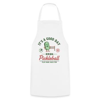 Pickleball Funny Player Love Pickleball Court - Cooking Apron - white - Front - AI Model Male 185 dark (185cm)
