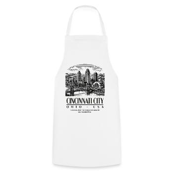 Cincinnati Skyline Silhouette Druck - Kochschürze - Weiß - Vorne - AI Model Male 185 dark (185cm)
