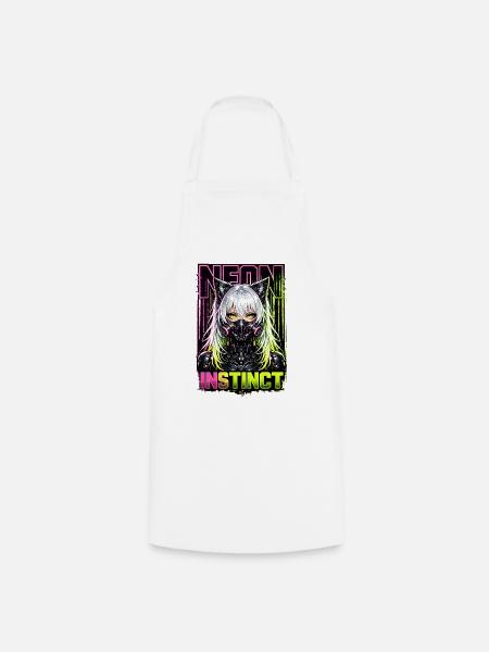 Neon Instinct Cyberpunk Katzenmädchen Style - Kochschürze - Weiß