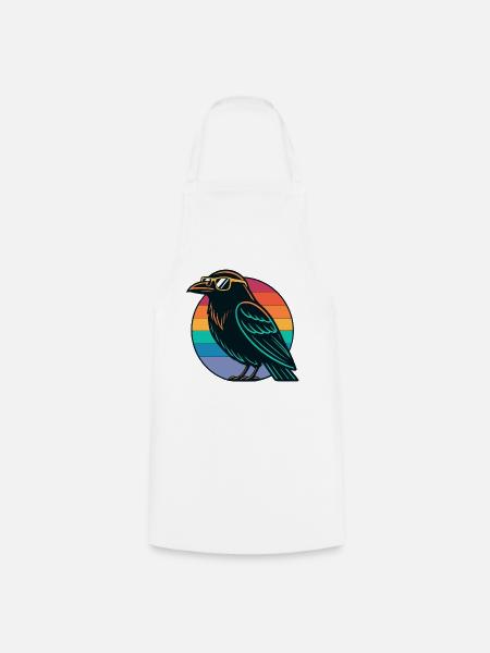 Retro Rainbow Raven - Kochschürze - Weiß