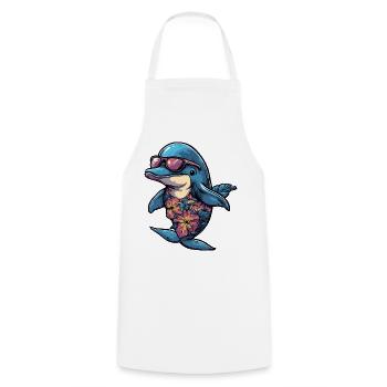 Vacances de bandes dessinées Dolphin - Tablier de cuisine - blanc - Devant - AI Model Male 185 dark (185cm)