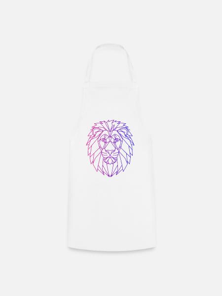 Löwen T-Shirt Neon – Lion Shirt Herren Damen - Kochschürze - Weiß