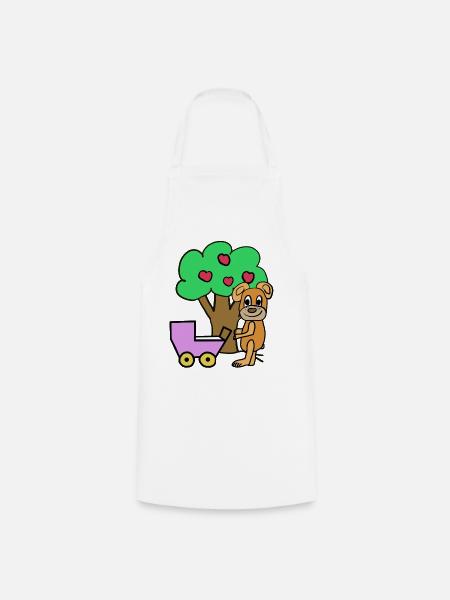 Teddy Mama Bär Kind Baby Kinder - Kochschürze - Weiß