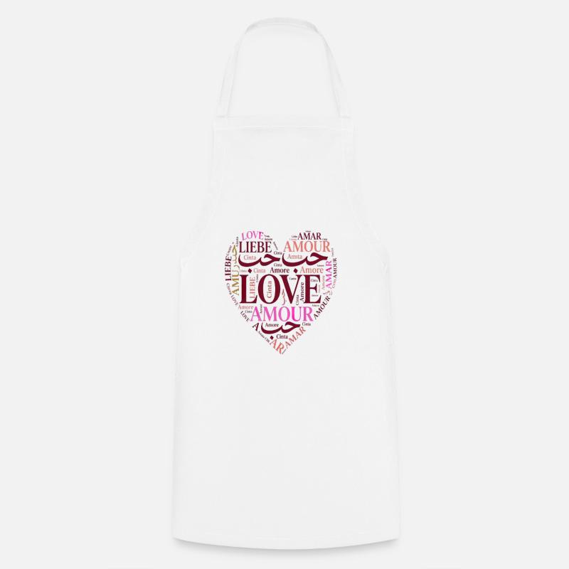 Love in Multiple Languages Heart – Romantic Design - Tablier de cuisine - blanc