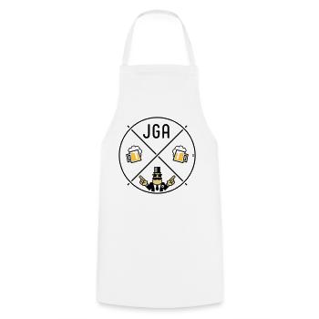 Signe de main du marié pour enterrement de vie de garçon Cercle de bière POS 3C - Tablier de cuisine - blanc - Devant - AI Model Male 185 dark (185cm)