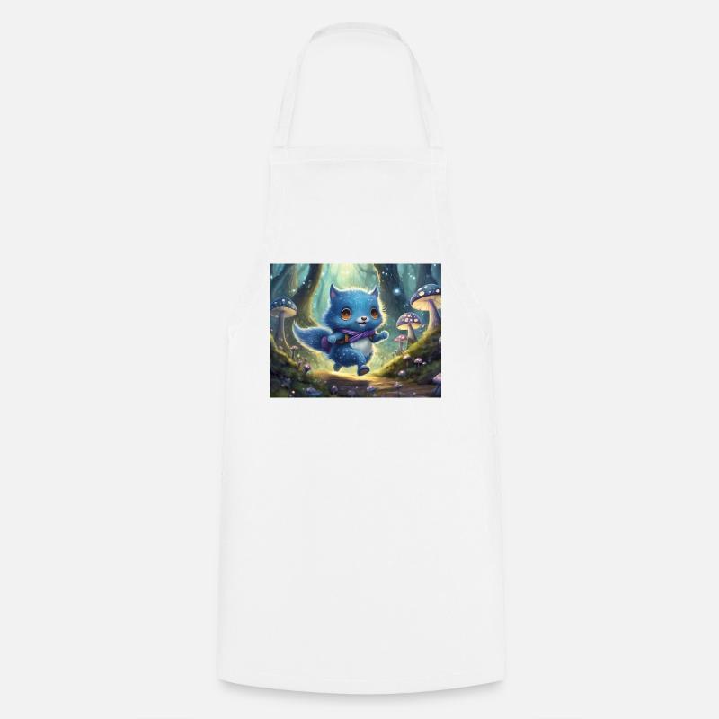 Blue Forest Kitten Adventure - Cooking Apron - white