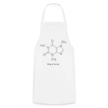 La drogue du jour - Café - Tablier de cuisine - blanc - Devant - AI Model Male 185 dark (185cm)