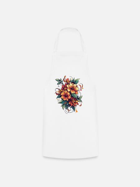 Feuerblüten Bouquet - Kochschürze - Weiß