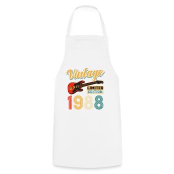 Design de guitare vintage 1988 édition limitée - Tablier de cuisine - blanc - Devant - AI Model Male 185 dark (185cm)