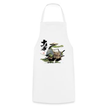 Duelliste samouraï alligator - Tablier de cuisine - blanc - Devant - AI Model Male 185 dark (185cm)